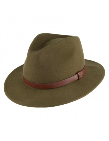 Chapeau Fedora Messer olive clair BRIXTON pas cher 