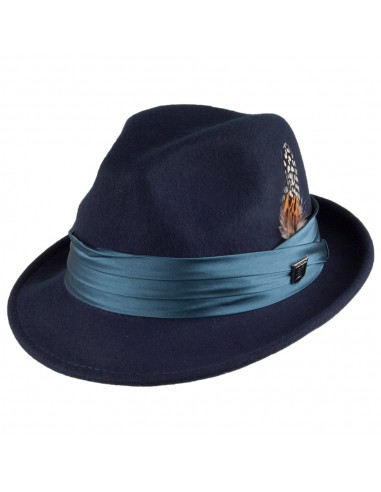 Chapeau Trilby en Laine Feutrée Déformable bleu marine STACY ADAMS d'Europe débarque