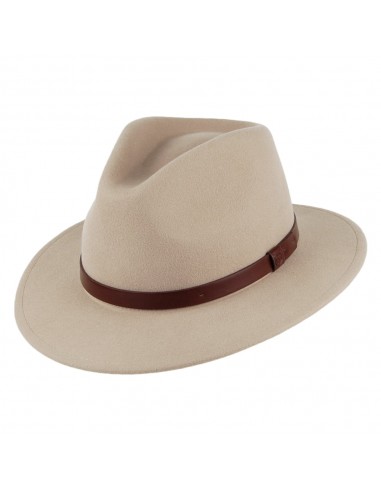 Chapeau Fedora Messer khaki clair BRIXTON la colonne vertébrale