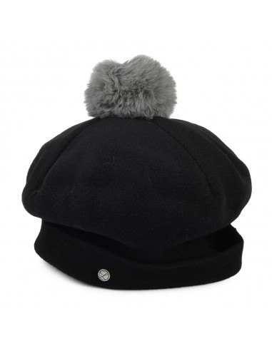 Béret à Pompon en Laine Mérinos Elsa noir HÉRITAGE PAR LAULHÈRE 2024