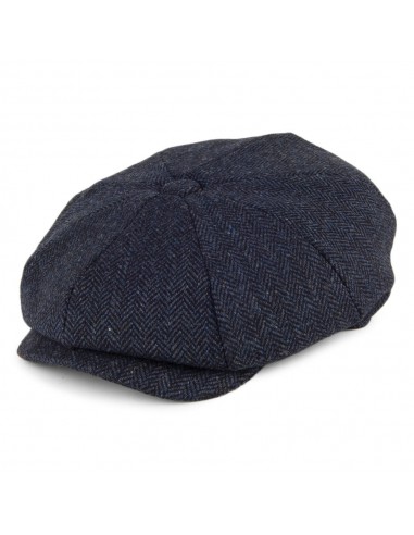 Casquette Gavroche en Tweed à Chevrons Country bleu marine CHRISTYS livraison gratuite