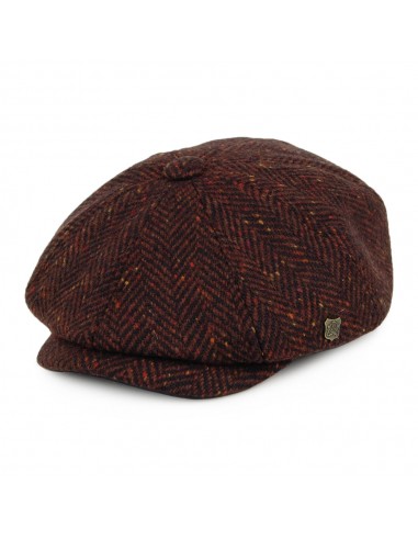 Casquette Gavroche en Tweed du Donegal à Chevrons Malmo mélange de bordeaux FAILSWORTH Paris Déstockage Promo