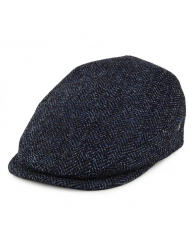 Casquette Plate en Harris Tweed à Visière Allongée bleu-noir CITY SPORT les muscles