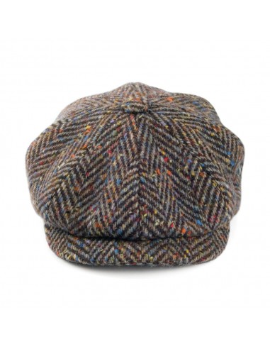 Casquette Gavroche en Tweed du Donegal à Chevrons marron-beige sable CITY SPORT est présent 