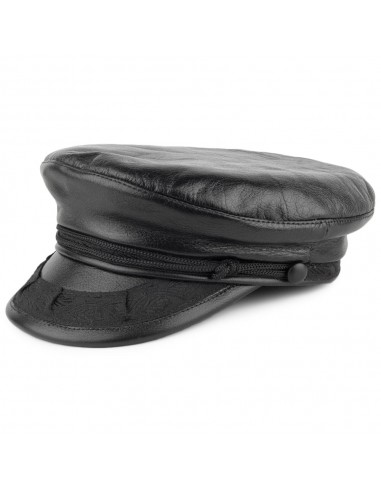 Casquette de Marin Grec en Cuir Classic noir JAXON & JAMES 50-70% off 