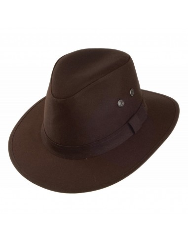 Chapeau Fedora en Coton Ciré Hydrofuge Drifter marron FAILSWORTH de France