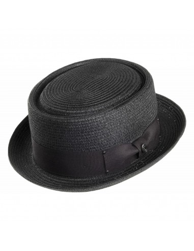 Chapeau Pork Pie en Paille Toyo Braided noir JAXON & JAMES - VENTE EN GROS ou a consommer sur place