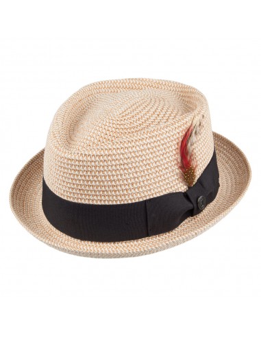 Chapeau Pork Pie Diamond Crown en Paille Toyo Tressée naturel JAXON & JAMES - VENTE EN GROS Paris Déstockage Promo