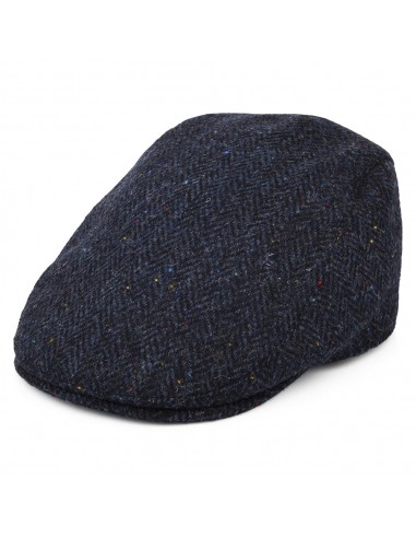 Casquette Plate en Harris Tweed à Protège-Oreilles Oban bleu marine FAILSWORTH plus qu'un jeu 