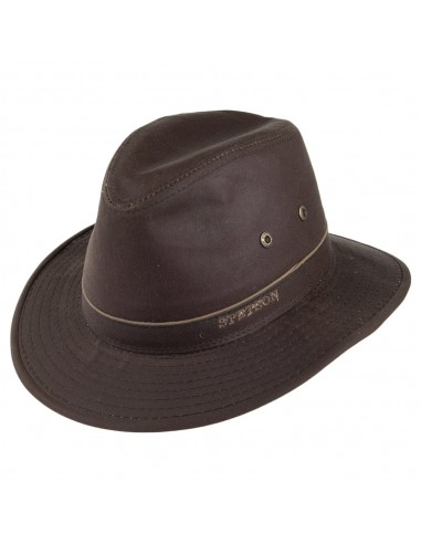 Chapeau Fedora Safari en Coton Ciré Hydrofuge Ava marron STETSON Les magasins à Paris