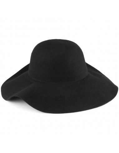 Chapeau Capeline en Laine Feutrée à Bord Brut Sonora noir SCALA en stock