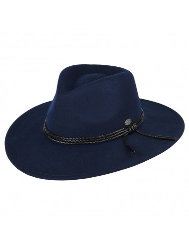 Chapeau Australien en Laine Feutrée Piston bleu marine BAILEY pas cheres