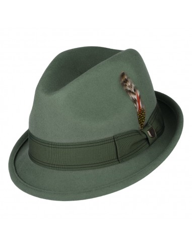 Chapeau Trilby en Laine Feutrée Gain olive clair BRIXTON la chaussure