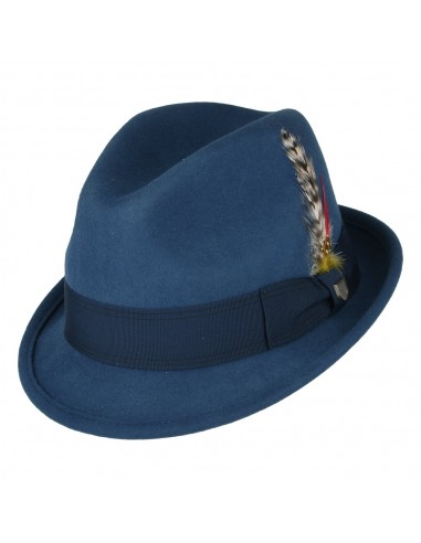 Chapeau Trilby en Laine Feutrée Gain bleu BRIXTON vente chaude votre 