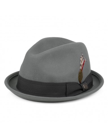 Chapeau Trilby en Laine Feutrée Gain gris BRIXTON soldes