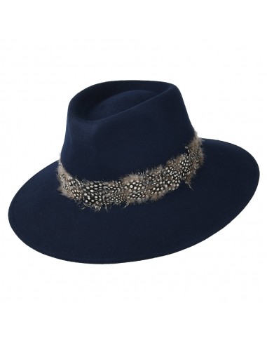 Chapeau Fedora Plume Country bleu marine FAILSWORTH Véritable concentré