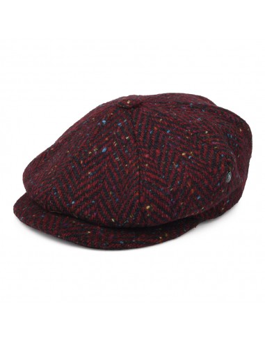 Casquette Gavroche en Tweed du Donegal à Chevrons rouge foncé CITY SPORT 2024