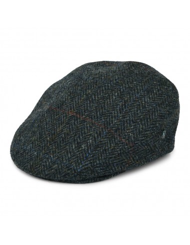 Casquette Plate en Harris Tweed à Carreaux et Chevrons gris-bleu CITY SPORT de votre