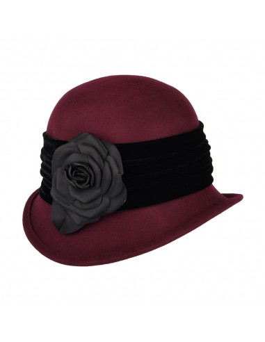 Chapeau Cloche en Laine Feutrée avec Fleur bordeaux SCALA 50-70% off 