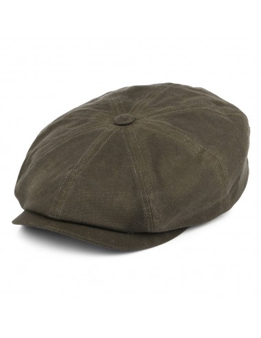 Casquette Gavroche Vintage en Coton Ciré Avec Protège-Oreilles Hatteras olive STETSON pas cheres