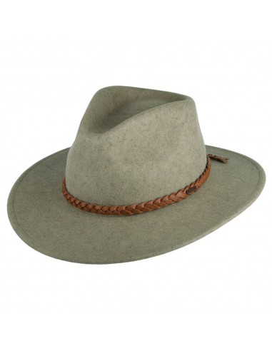 Chapeau Fedora en Laine Feutrée Messer Western naturel chiné BRIXTON pas chere