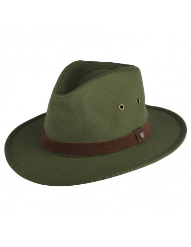 Chapeau Fedora en Coton Hydrofuge Messer X Adventure olive BRIXTON de pas cher