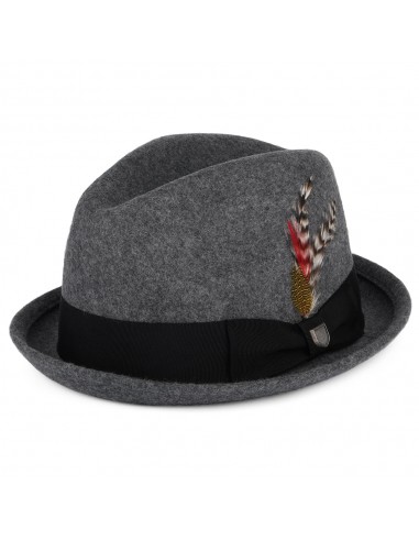 Chapeau Trilby en Laine Feutrée Gain gris chiné foncé BRIXTON Vous souhaitez 