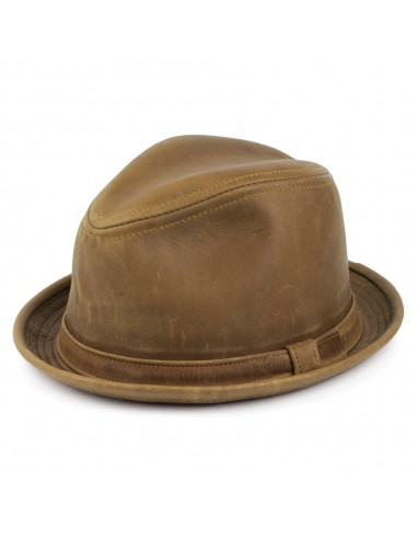 Chapeau Trilby en Cuir Vintage marron NEW YORK HAT COMPANY Economisez 