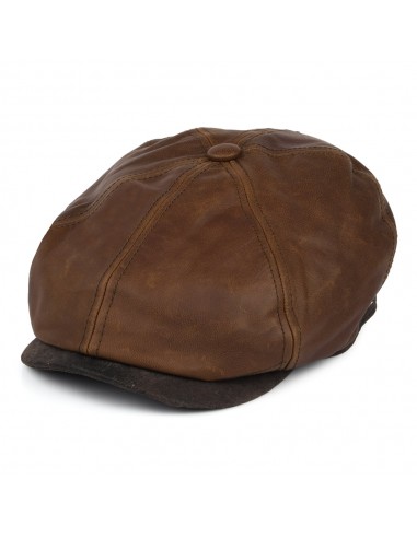 Casquette Plate en Cuir Fulton marron JAXON & JAMES - VENTE EN GROS les muscles