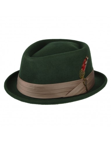 Chapeau Pork Pie en Laine Feutrée Stout mousse-bronze BRIXTON ouvre sa boutique