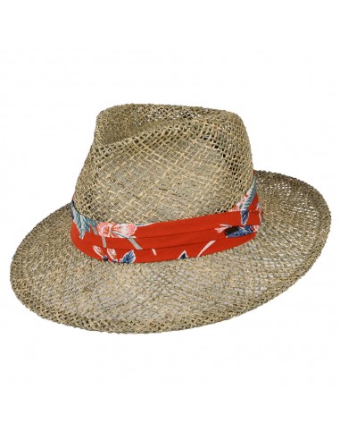 Chapeau Fedora en Jonc de Mer Aloha naturel-orange BRIXTON paiement sécurisé