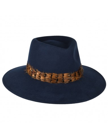 Chapeau Fedora Hydrofuge avec Plume bleu marine FAILSWORTH la chaussure