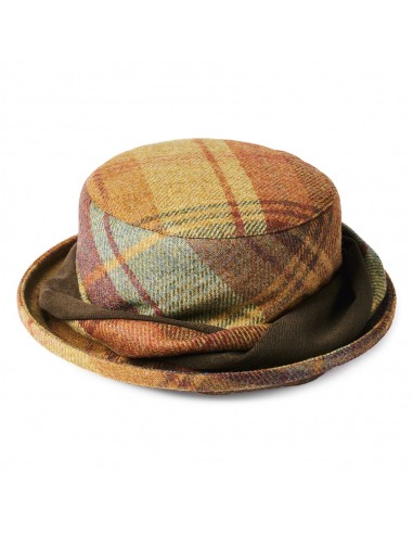 Chapeau Bob en Laine Britannique Tartan moutarde-marron-vin FAILSWORTH Economisez 