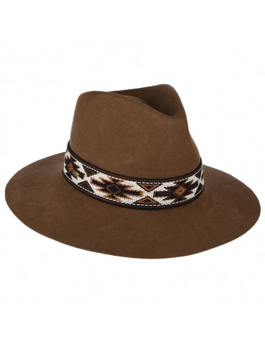 Chapeau Fedora Safari en Laine Feutrée avec Bandeau Aztèque Dona noix de pécan SCALA JUSQU'A -70%! 