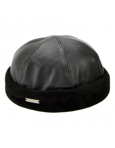 Bonnet Miki Breton en Cuir noir SEEBERGER pas cher