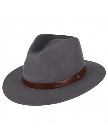 Chapeau Fedora en Laine Feutrée Messer gris moyen BRIXTON du meilleur 