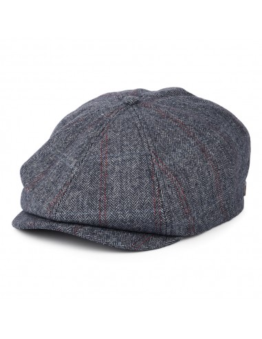 Casquette Gavroche à Carreaux et Chevrons Brood bleu marine délavé-beige BRIXTON une grave pollution 