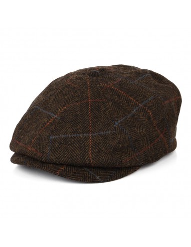 Casquette Gavroche à Carreaux et Chevrons Brood marron-noir-rouge BRIXTON en linge