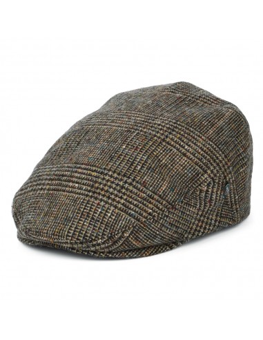 Casquette Plate en Tweed du Donegal Prince-de-Galles olive CITY SPORT ou a consommer sur place