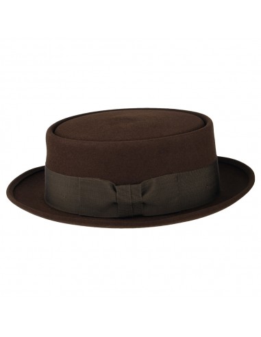 Chapeau Pork Pie en Fourrure Feutrée Monk marron CHRISTYS store