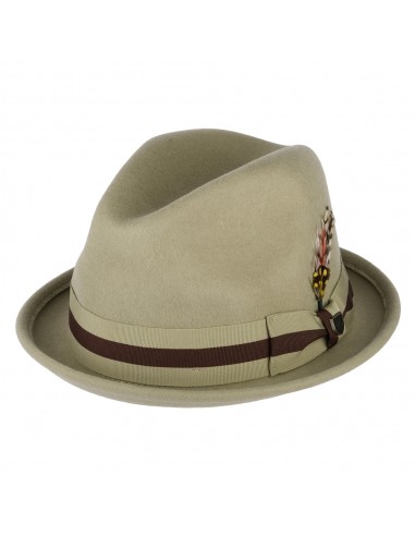 Chapeau Trilby en Laine Feutrée Bandeau à Rayures Gain sable-marron BRIXTON vous aussi creer 