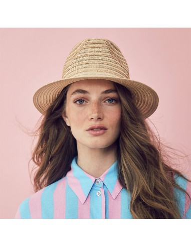 Chapeau Fedora en Paille à Rayures naturel-sable SEEBERGER de l' environnement