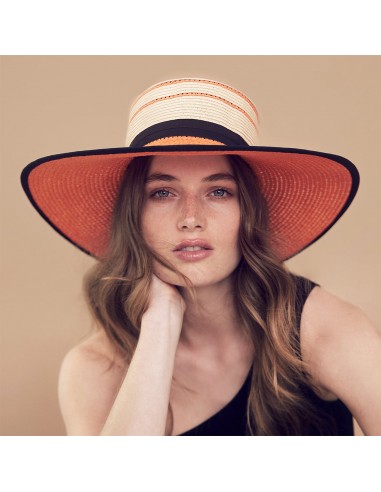 Chapeau Canotier en Paille Toyo naturel-orange SEEBERGER Les magasins à Paris