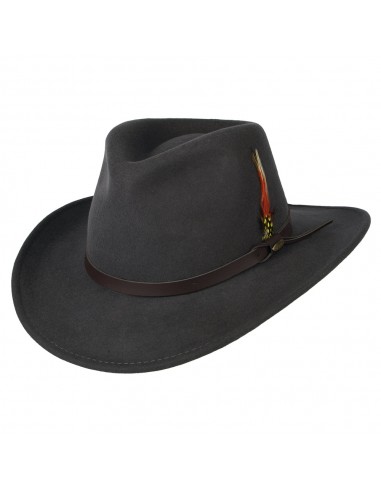 Chapeau Australien en Laine Feutrée Déformable Hydrofuge Dakota gris SCALA Toutes les collections ici