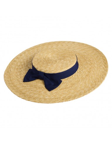 Chapeau Canotier en Paille Pearl naturel-bleu marine FAILSWORTH de pas cher