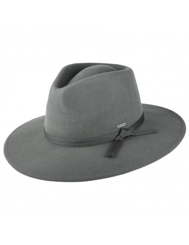 Chapeau Fedora en Laine Feutrée Pliable Joanna gris foncé BRIXTON brillant des détails fins